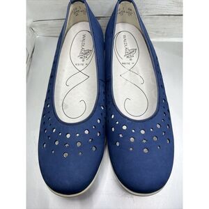 Waldlaufer Flat Womens 7 navy Nubuck Leather Perforated Ballet Comfort 20334810‎